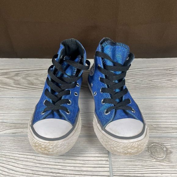 Converse Chuck Taylor Al-Star Sparkle Blue High-Top Sneaker Shoe Sneaker Kids 11 - Picture 3 of 9